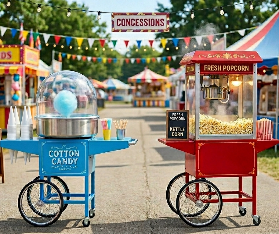 Popcorn and cotton candy machines